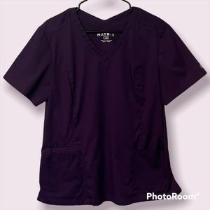 Matrix Eggplant Scrub Top. Size Large.